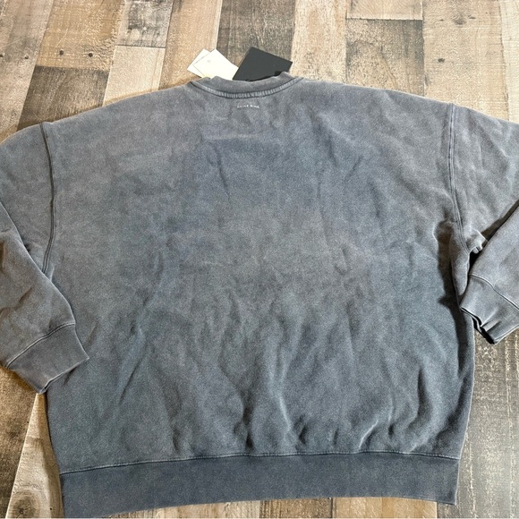 ANINE BING Miles Sweatshirt Washed Black Leopard Logo| Luxe Minimalist |Elevated - Picture 5 of 9